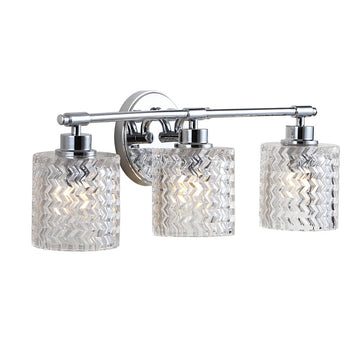 Spaulding Vintage Iron/Chevron Pattern Glass Farmhouse Cottage LED Vanity Light